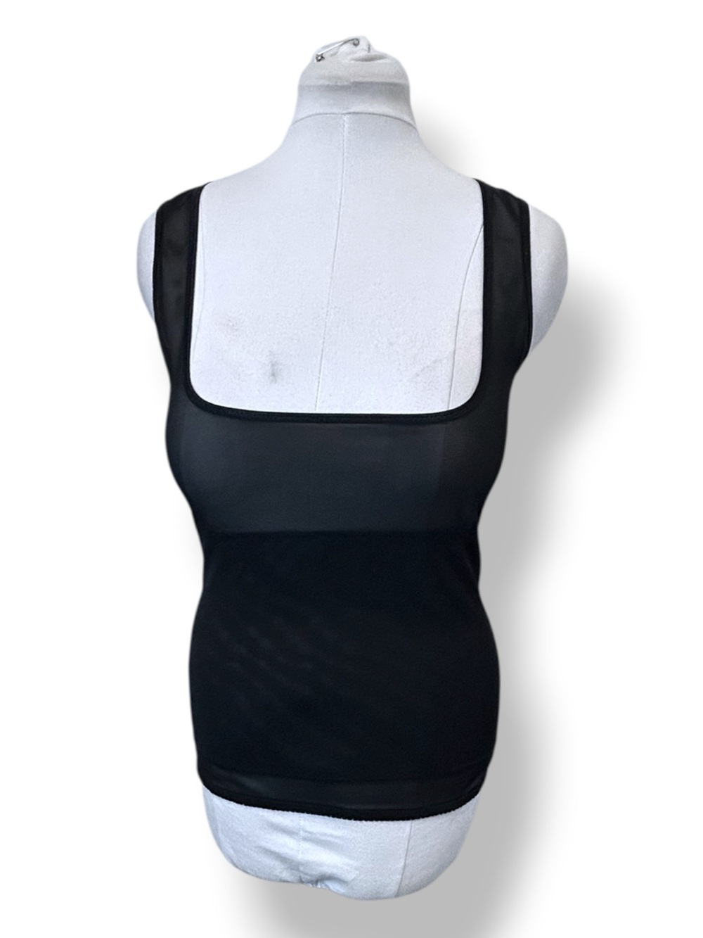 Kymaro Women’s Body Shaper Square-Neck Shaping Tank Sheer Upper Panel Black XL